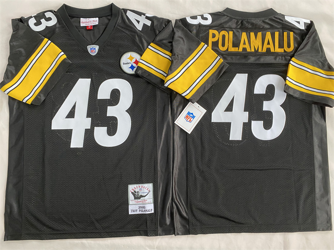 Men's Pittsburgh Steelers #43 Troy Polamalu Black Stitched Football Jersey